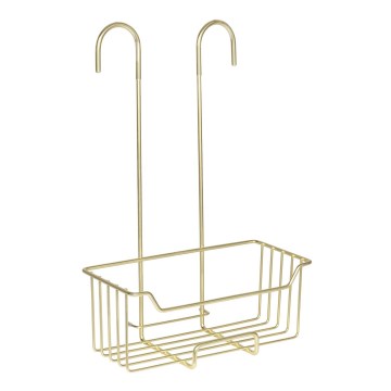 WENKO 25937100 - MILO Shower Caddy 25 x 36 cm, Stainless Steel/Gold/Clear