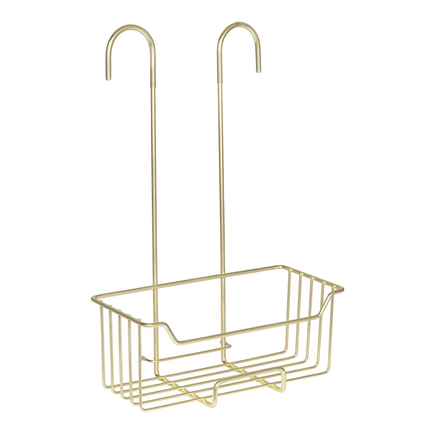WENKO 25937100 - MILO Shower Caddy 25 x 36 cm, Stainless Steel/Gold/Clear
