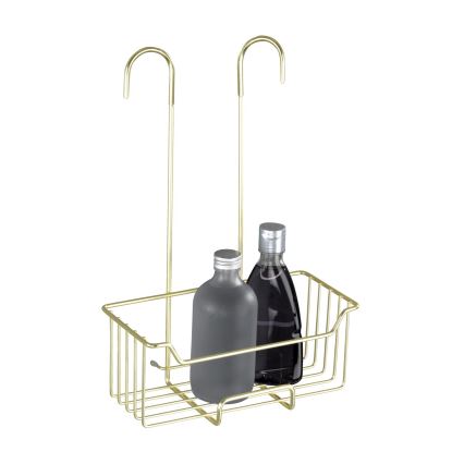 WENKO 25937100 - MILO Shower Caddy 25 x 36 cm, Stainless Steel/Gold/Clear