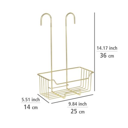 WENKO 25937100 - MILO Shower Caddy 25 x 36 cm, Stainless Steel/Gold/Clear