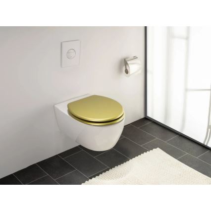 WENKO 26010100 - ALDENO toilet seat 37x41 cm gold/silver
