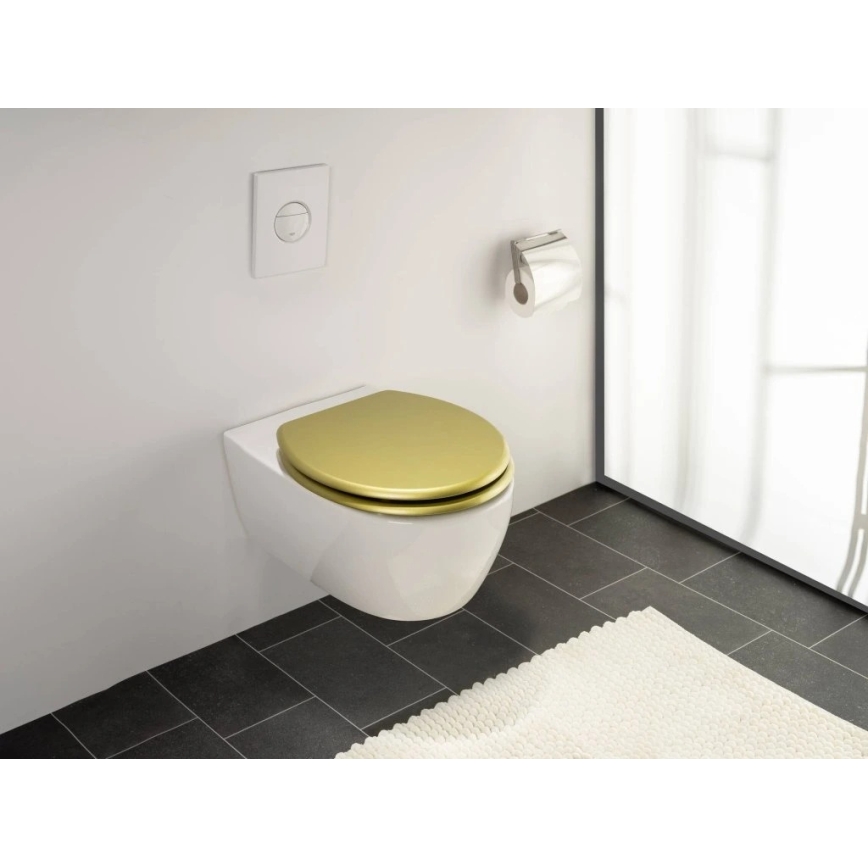 WENKO 26010100 - ALDENO toilet seat 37x41 cm gold/silver