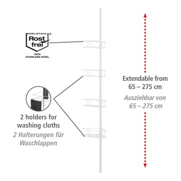 WENKO 26015100 - DOLCEDO Corner Shelf 31 x 230 cm stainless steel/white