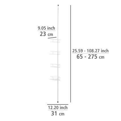 WENKO 26015100 - DOLCEDO Corner Shelf 31 x 230 cm stainless steel/white