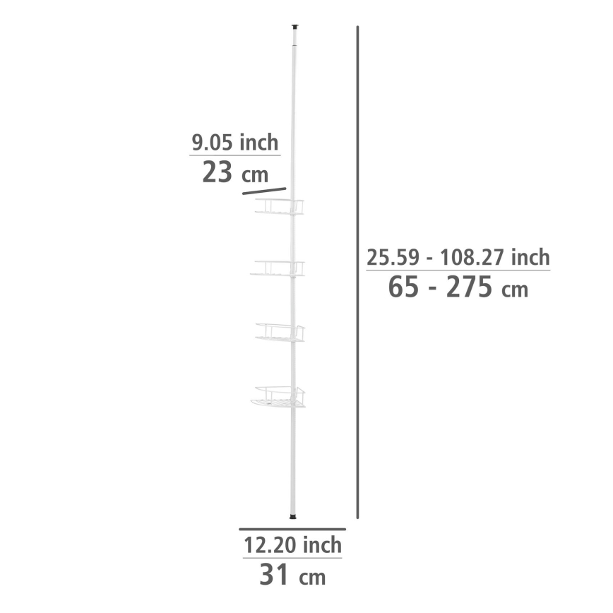 WENKO 26015100 - DOLCEDO Corner Shelf 31 x 230 cm stainless steel/white