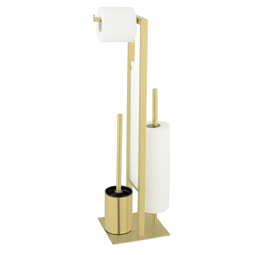 WENKO 26034100 - RIVALTA Toilet Set, 18 x 70 cm, stainless steel/gold/white/black