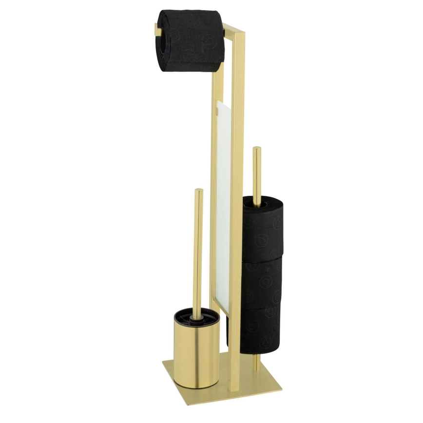 WENKO 26034100 - RIVALTA Toilet Set, 18 x 70 cm, stainless steel/gold/white/black