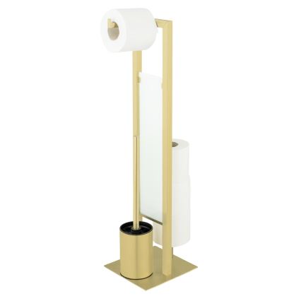 WENKO 26034100 - RIVALTA Toilet Set, 18 x 70 cm, stainless steel/gold/white/black