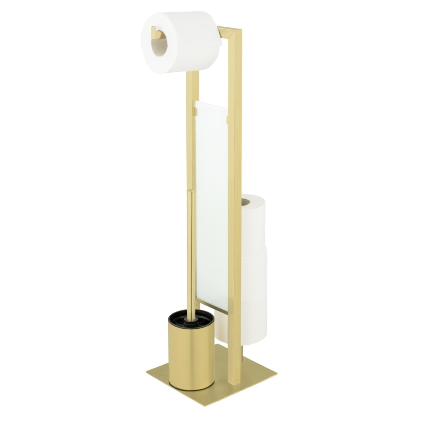 WENKO 26034100 - RIVALTA Toilet Set, 18 x 70 cm, stainless steel/gold/white/black