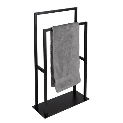 WENKO 26056100 - RIVALTA Free-standing Towel Rack, 46 x 80 cm, Stainless Steel/Black