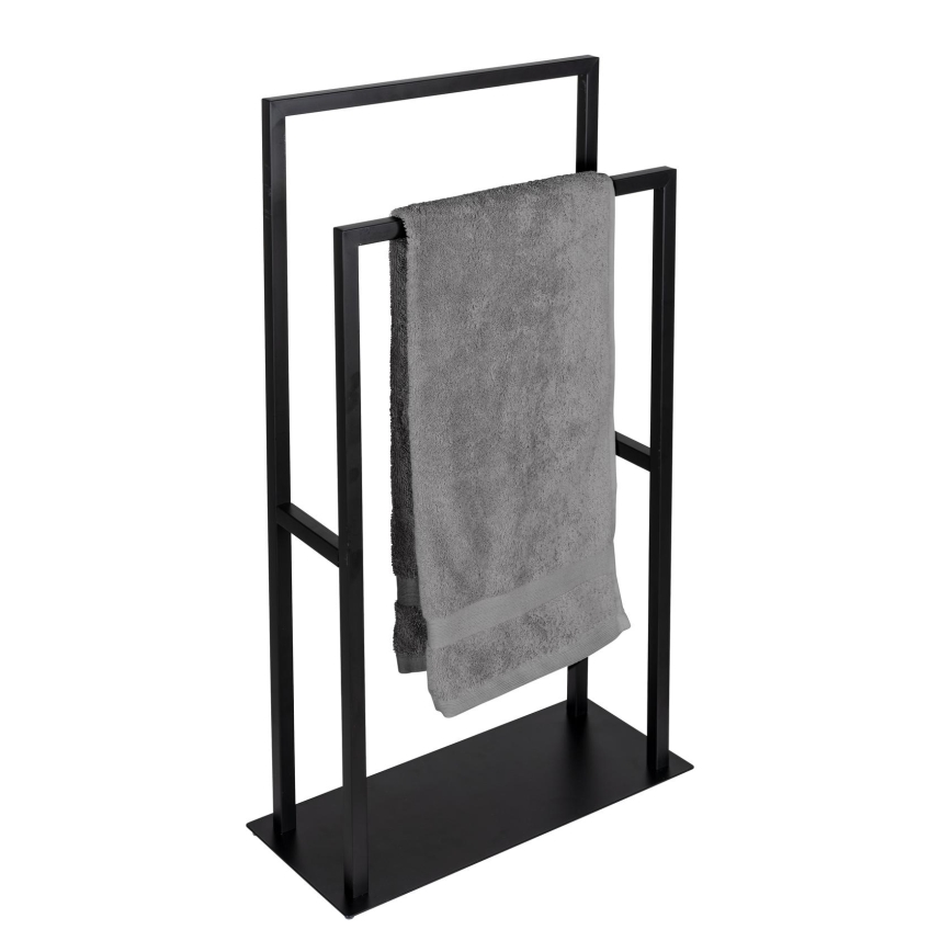 WENKO 26056100 - RIVALTA Free-standing Towel Rack, 46 x 80 cm, Stainless Steel/Black