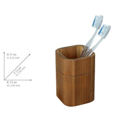 WENKO 26101100 - SERRO Toothbrush Holder 7.5 x 11 cm, Brown
