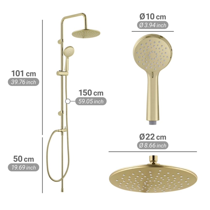 WENKO 26182100 - YOUNG LINE 101 cm Gold Shower System