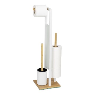 WENKO 26214100 - RIVALTA toilet set 18x70 cm brown/white