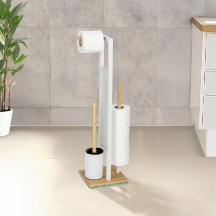 WENKO 26214100 - RIVALTA toilet set 18x70 cm brown/white