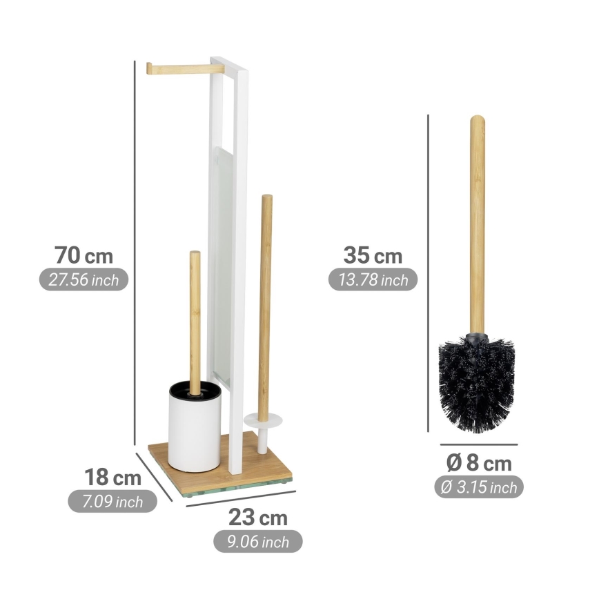 WENKO 26214100 - RIVALTA toilet set 18x70 cm brown/white