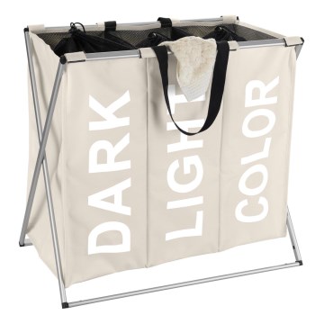 WENKO 3440113100 - TRIO Laundry Hamper 63 x 57 cm beige/black/silver