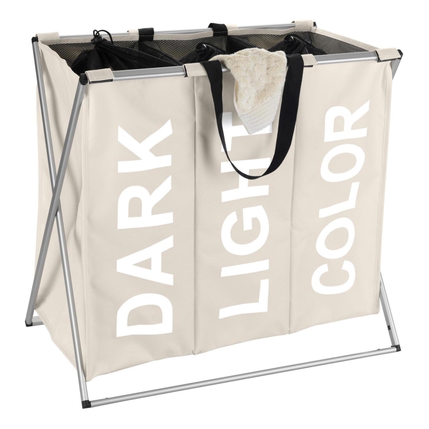 WENKO 3440113100 - TRIO Laundry Hamper 63 x 57 cm beige/black/silver