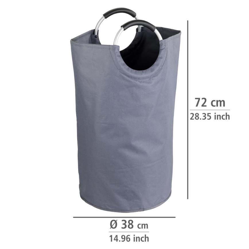 WENKO 3440803100 - JUMBO Laundry Hamper 38x72 cm anthracite/silver/black
