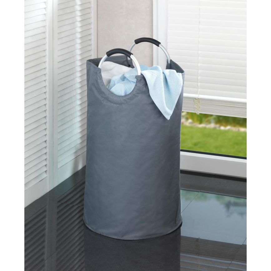 WENKO 3440803100 - JUMBO Laundry Hamper 38x72 cm anthracite/silver/black