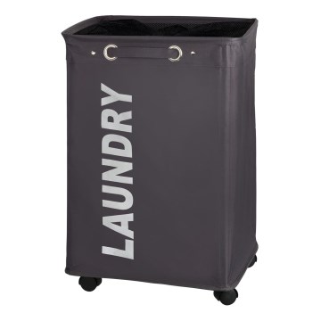WENKO 3450112100 - QUADRO 40x60 cm Laundry Hamper, Grey/Black