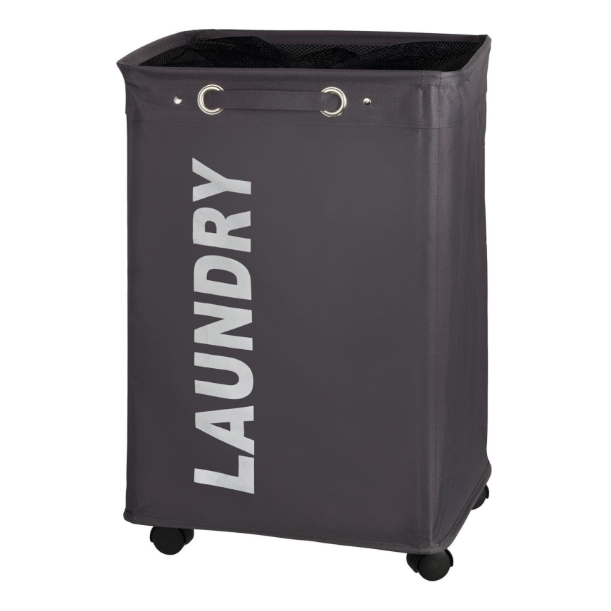 WENKO 3450112100 - QUADRO 40x60 cm Laundry Hamper, Grey/Black