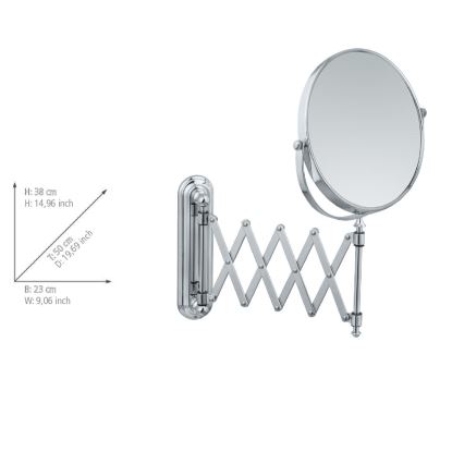 WENKO 3656241100 - TELESCOPE DELUXE Cosmetic Mirror 23 x 38 cm Polished Chrome