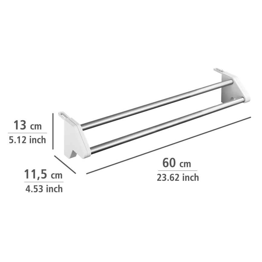 WENKO 3703100 - TWIN Clothes Drying Rack 60x13 cm silver/white