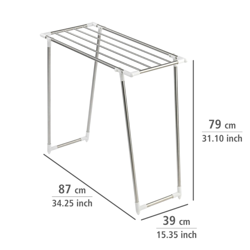 WENKO 3774020100 - PROFI SINGLE Clothes Drying Rack 87x79 cm Stainless Steel/Silver/White