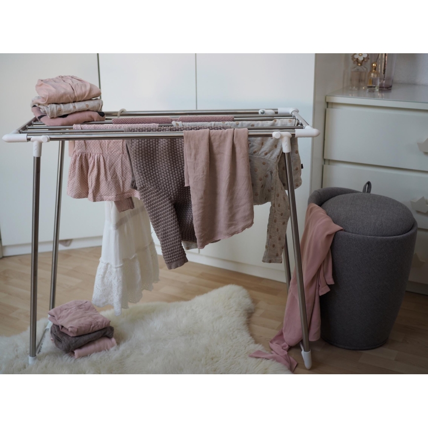 WENKO 3774020100 - PROFI SINGLE Clothes Drying Rack 87x79 cm Stainless Steel/Silver/White