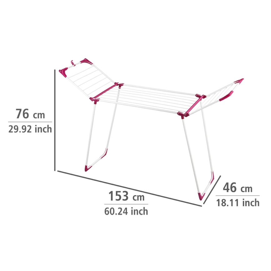 WENKO 3774021100 - SUMMER DRY Clothes Drying Rack 153 x 76 cm, White/Pink