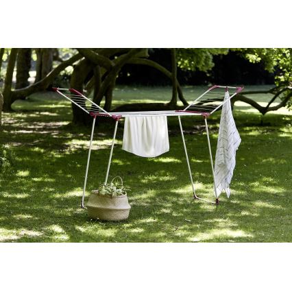 WENKO 3774021100 - SUMMER DRY Clothes Drying Rack 153 x 76 cm, White/Pink