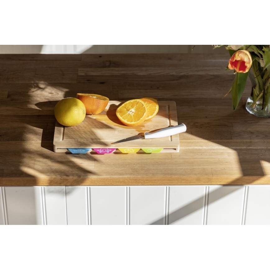 WENKO 53064100 - Cutting Board 32.5 x 22.5 cm Brown/Multicolored