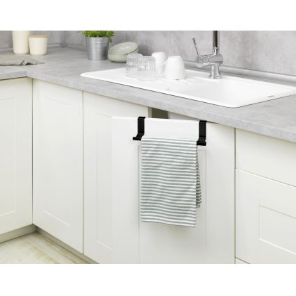 WENKO 53246100 - Towel Holder 7x6 cm Stainless Steel/Black