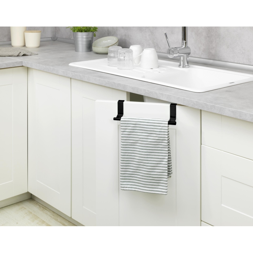 WENKO 53246100 - Towel Holder 7x6 cm Stainless Steel/Black