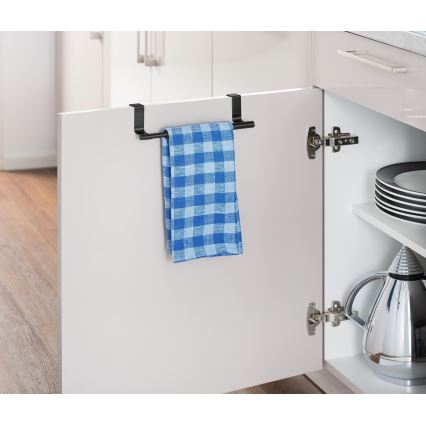 WENKO 53246100 - Towel Holder 7x6 cm Stainless Steel/Black