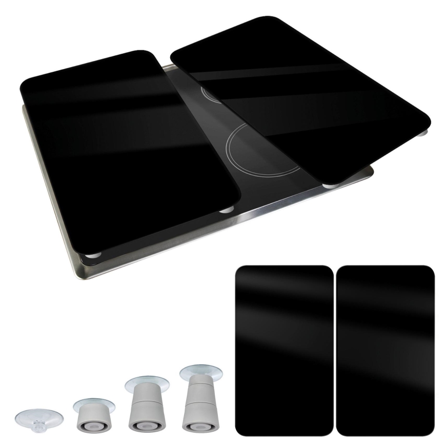 WENKO 53898100 - Cover Plate 52 x 30 cm, Black/Grey/Transparent