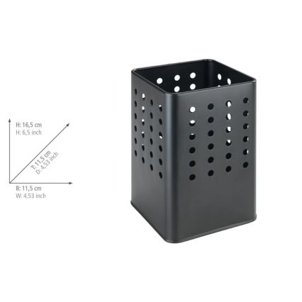 WENKO 54017100 - Cutlery Holder SILIO 11.5 x 16.5 cm Black