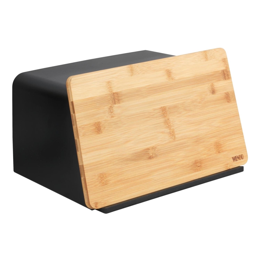 WENKO 54098100 - KUBO Bread Bin 35 x 26.5 cm, Black/Brown