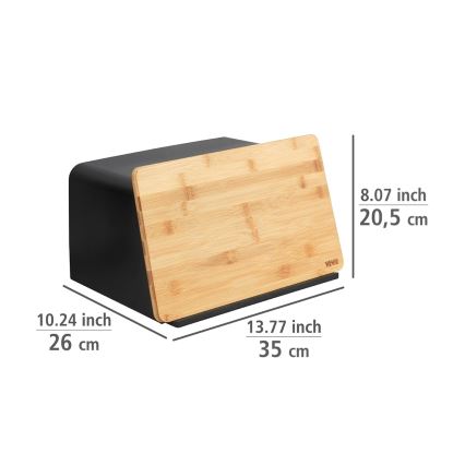 WENKO 54098100 - KUBO Bread Bin 35 x 26.5 cm, Black/Brown