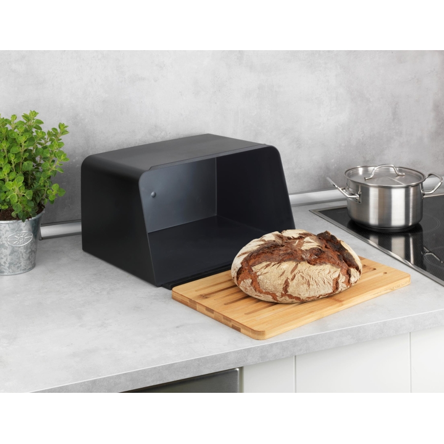 WENKO 54098100 - KUBO Bread Bin 35 x 26.5 cm, Black/Brown