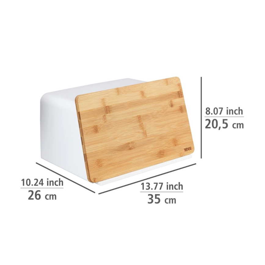 WENKO 54099100 - KUBO Bread Bin 35 x 26.5 cm White/Brown