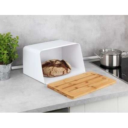 WENKO 54099100 - KUBO Bread Bin 35 x 26.5 cm White/Brown