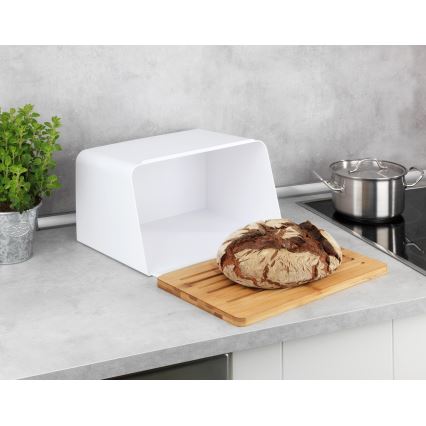 WENKO 54099100 - KUBO Bread Bin 35 x 26.5 cm White/Brown