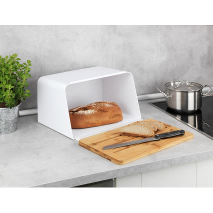 WENKO 54099100 - KUBO Bread Bin 35 x 26.5 cm White/Brown