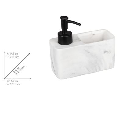 WENKO 54668100 - RESA Soap Dispenser, 14.5 x 14.3 cm, White/Black