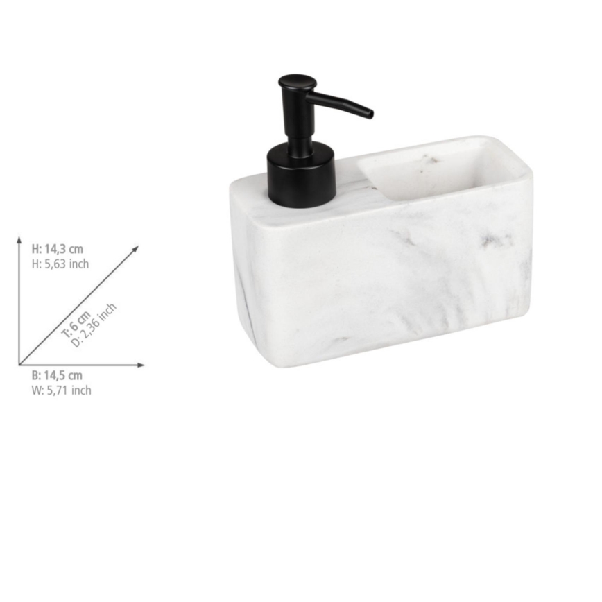 WENKO 54668100 - RESA Soap Dispenser, 14.5 x 14.3 cm, White/Black