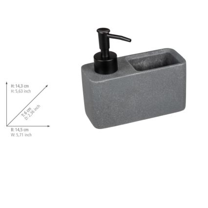 WENKO 54669100 - RESA Soap Dispenser 14.5 x 14.3 cm Grey/Black