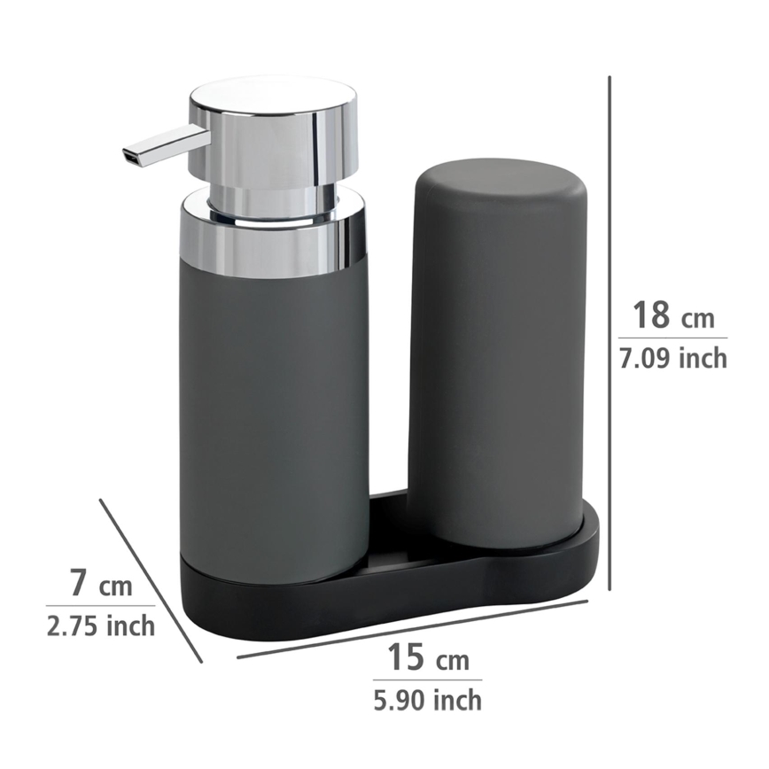 WENKO 54735100 - EASY SQUEEZ-E Cleaning Station 15 x 18 cm, Grey/Grey