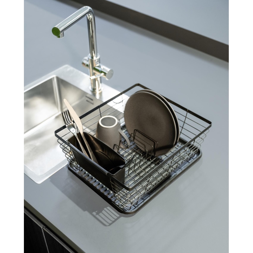 WENKO 54766100 - BLACK OUTDOOR KITCHEN Dish Drainer 36x30 cm Black/Black